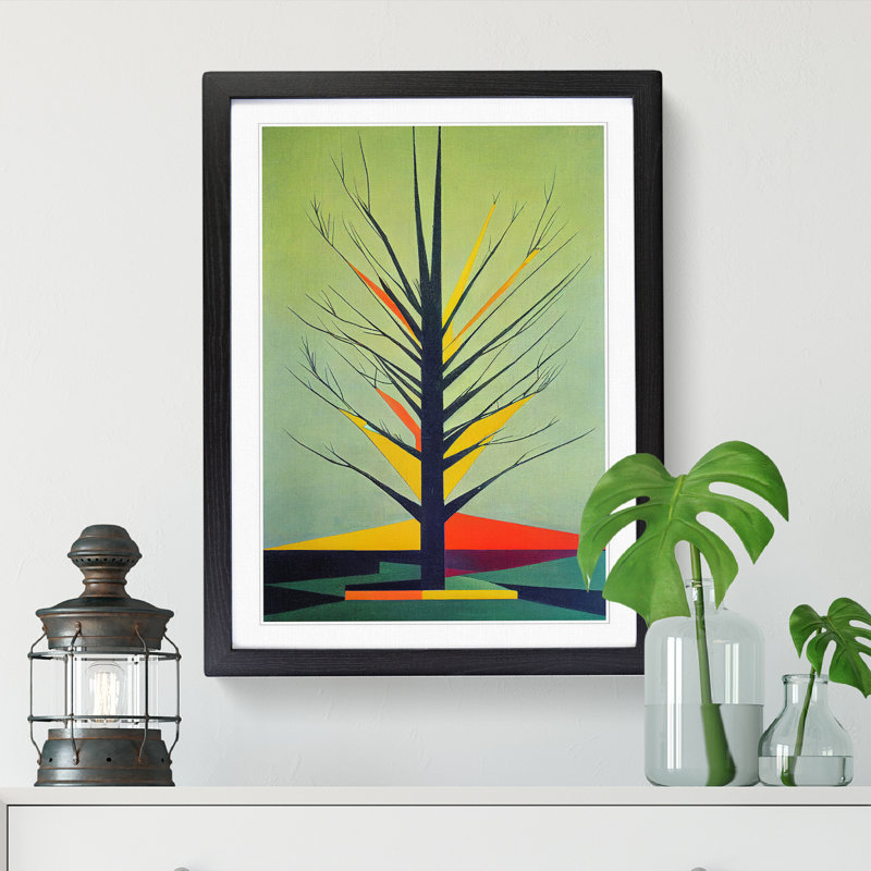 FRM-V0523-43X Abstract Tree Vol.3 - Single Picture Frame Print, 46cm H x 34cm W x 2cm D, Walnut Framed
