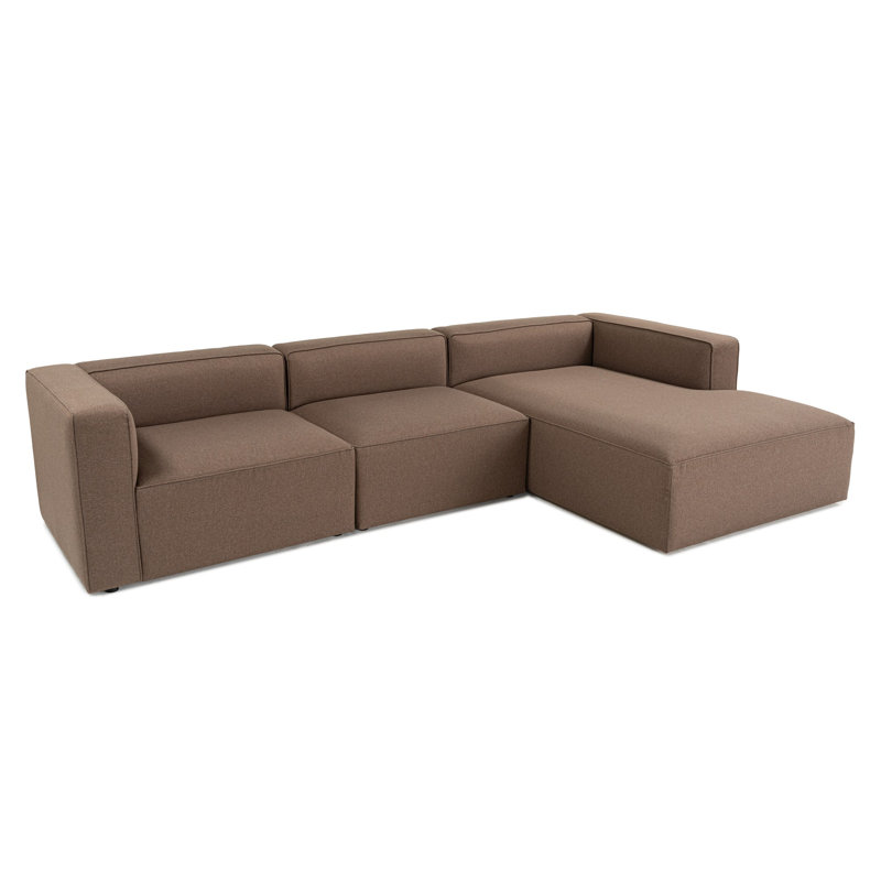 Élégant canapé d'angle, tissu brun à texture douce, 126 x 27,2 x 70,9 pouces | Structure en hêtre et en sapin durable avec panneau de particules | Confortable 30 coussins de siège et de dossier en mousse à densité moyenne | Parfait pour les salons et les espaces familiaux