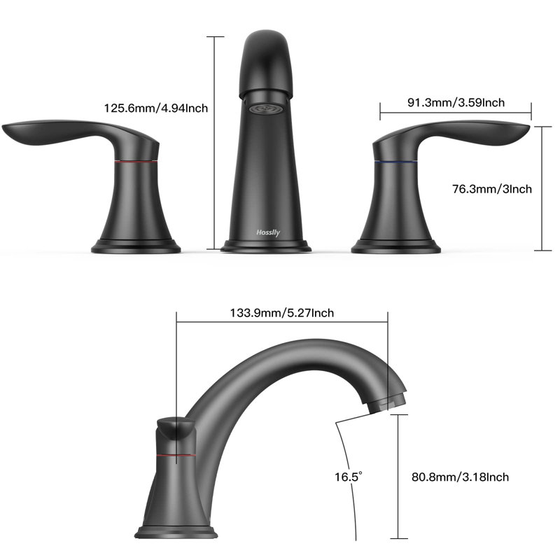 Bathroom Sink Faucet, Faucet For Bathroom Sink, Widespread Brushed Gold Bathroom Faucet 3 Hole, Granite