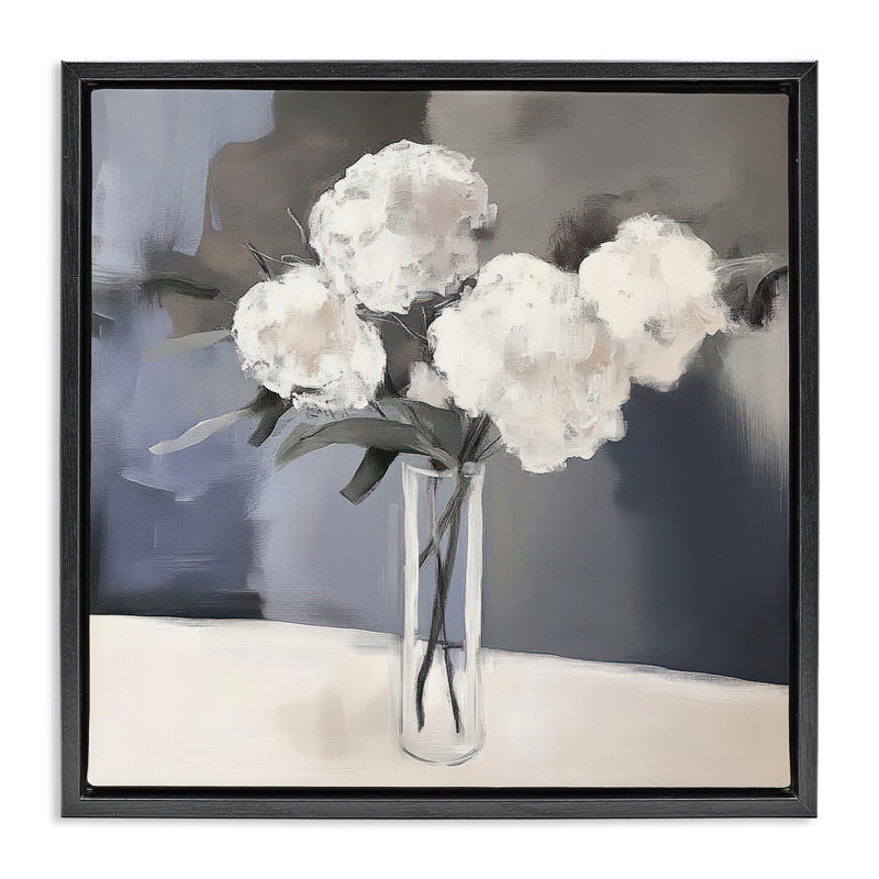 Cadre flottant avec pétales doux, design par Mona Grace, Cadre flottant noir de jais, H 18 po x l 18 po