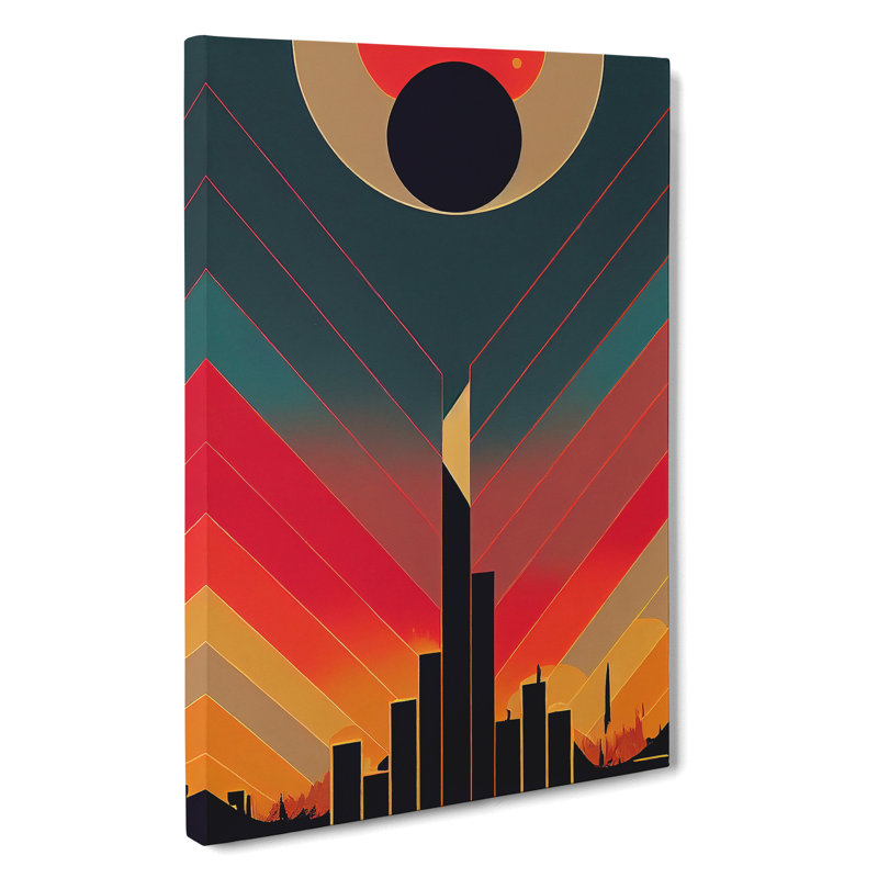 Splendid Art Deco Sunset No.1 - Wrapped Canvas Print, 50cm H x 35cm W x 3cm D