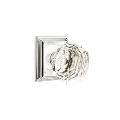 Ensemble de faux boutons Emtek avec rosette Wilshire et bouton en verre Diamond
