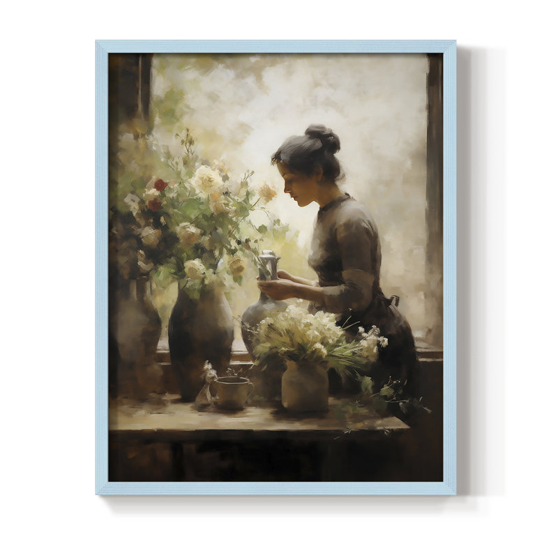 Reproduction encadrée WOMEN Series CDXII - bois massif, H 11 po x l 9 po, Bleu