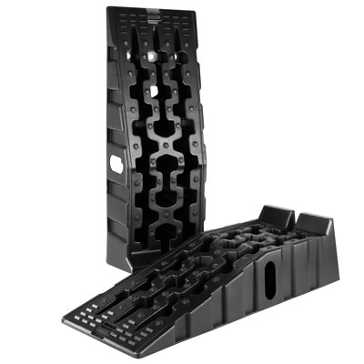 Polypropylene Car Service Ramps - Lifts Vehicles 6.7" H For Maintenance Or Oil Changes - Each Ramp Is 12" W - Pack Of Two - 16,000 Lbs. GVW Capacity Per Pair, 7 Ton