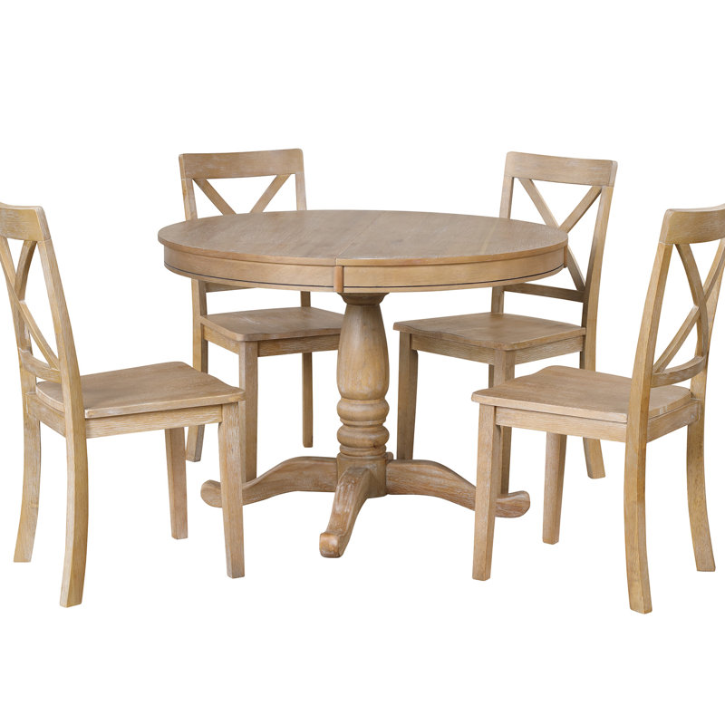 5 Kitchen Dining - And Comfortable Natural Wood Wash Ideal For Restaurant, Apartment Modern 4 Table Tabletop Solid Chairs Appearance For