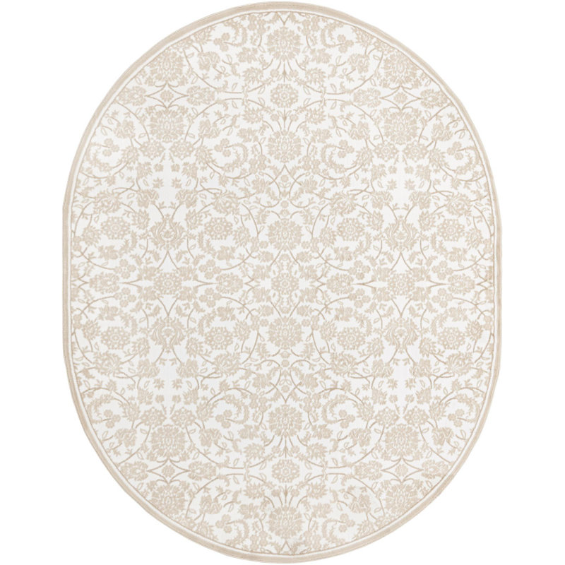 Tapis traditionnel Emigdio couleur nuage, Ovale 7 pi 10 po x 10 pi