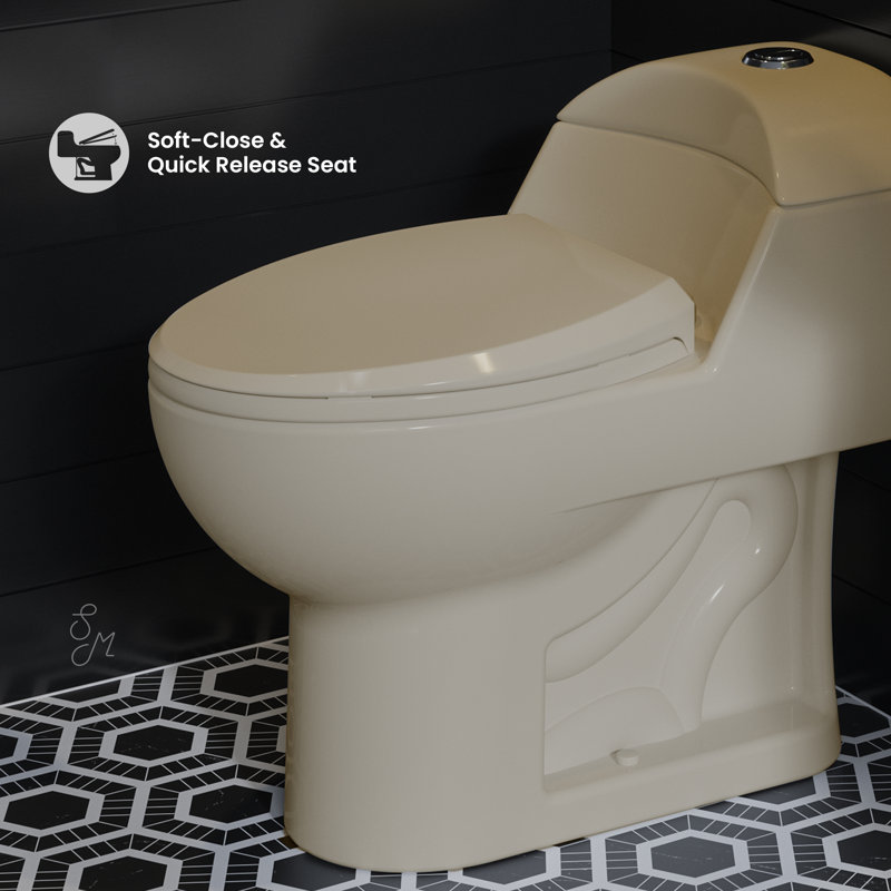 Chateau One-Piece Elongated Dual-Flush Toilet in Bisque 1.1/1.6 gpf, Bisque