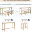 Table de bar 4 pièces avec prises et chargeurs, 3 tabourets rembourrés en chêne, placement derrière, surface en imitation bois, assises confortables en chêne, type C, assises en lin respirant, revêtement en caoutchouc