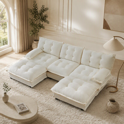 Canapé modulaire en forme de U de 107 pouces avec 2 repose-pieds et 3 coussins en chenille profond pour un confort et un style ultimes