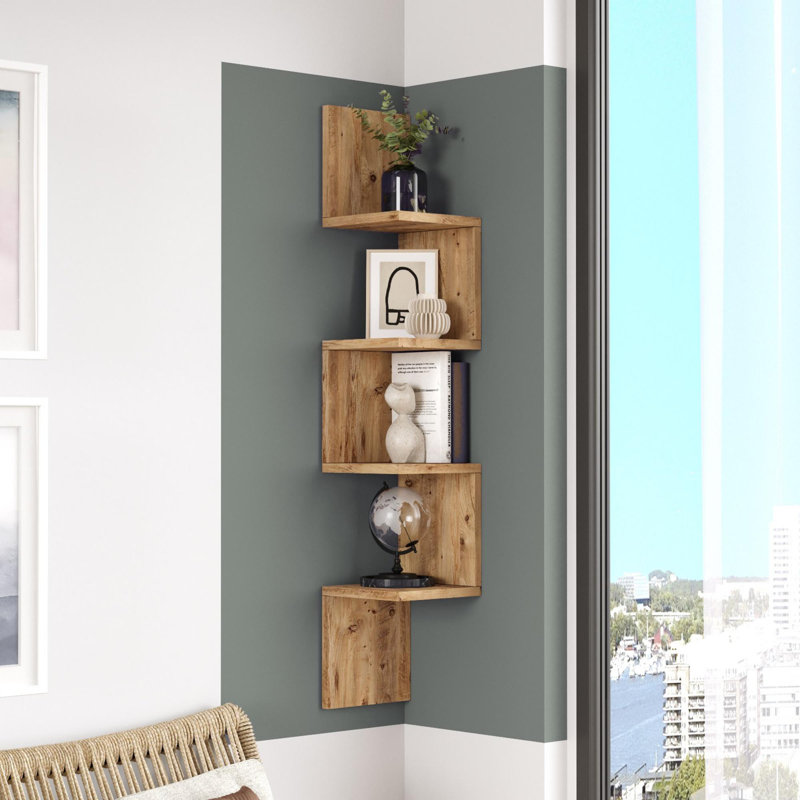 Stylish Wall Shelf, Atlantic Pine Color, 8.7 x 46.2 x 8.7 Inches | 100% Melamine Coated Particle Board, Thickness: 0.7 Inches | Modern Rustic Design, Perfect for Living Room, Bedroom, or Office Décor