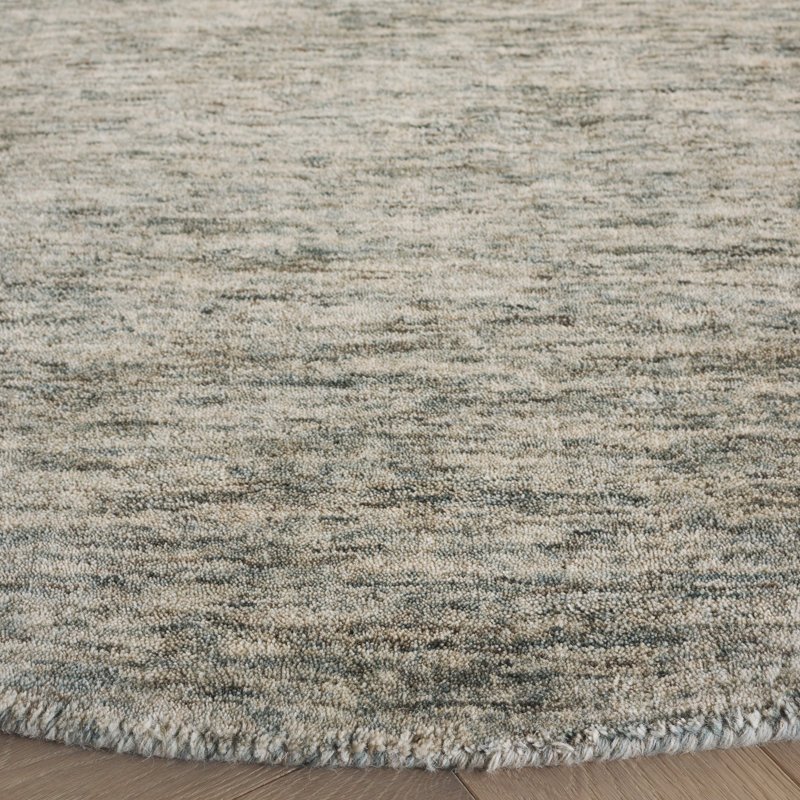 Himalaya Handloomed Wool Cotton Rug in Teal, Round 6'
