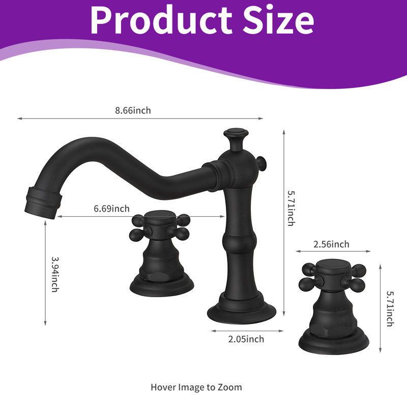2-handle Bathroom Faucet with Drain Assembly, Matte Black