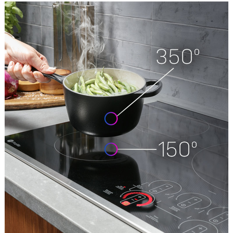 36" Induction Cooktop with 5 Elements, Black/Stainless Steel