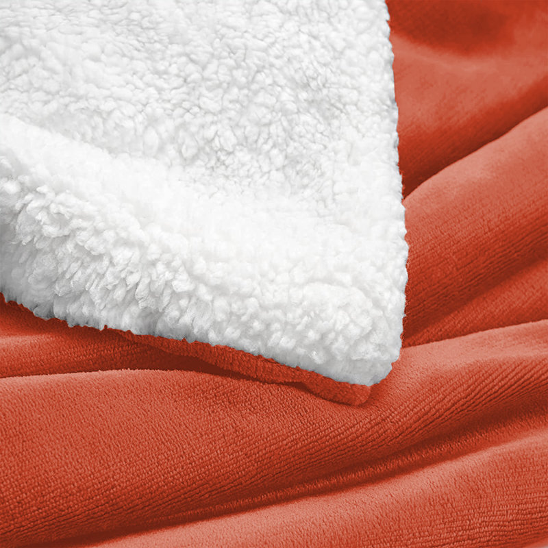 Formaran Sherpa Fleece Fur Thick Reversible Blanket Throw, W200 x L240cm, Rust