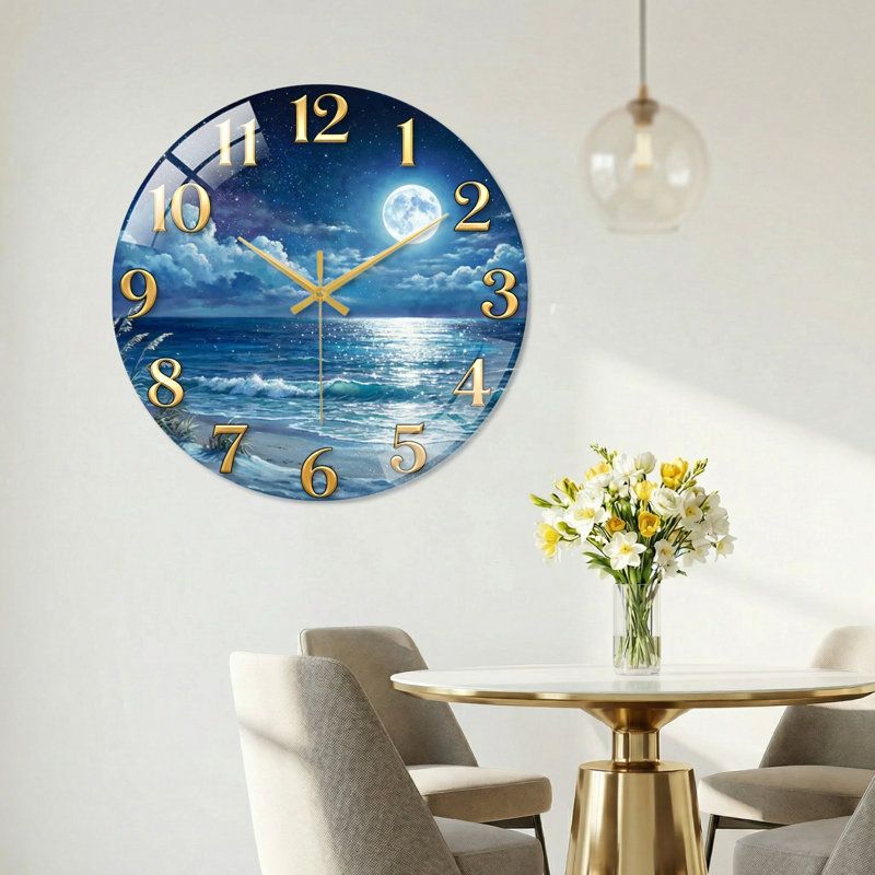 Horloge murale de 23,6 po Night Ocean, 60 x 60 cm (23,6 x 23,6 pouces)