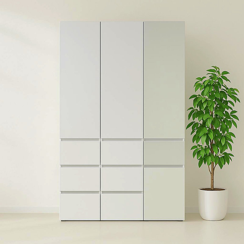 Système de placard modulaire en bois avec miroir Elise