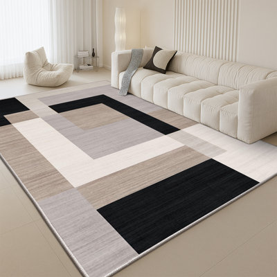 Aspire Homeware Neutral Geometric Area Rug Modern Indoor Carpet