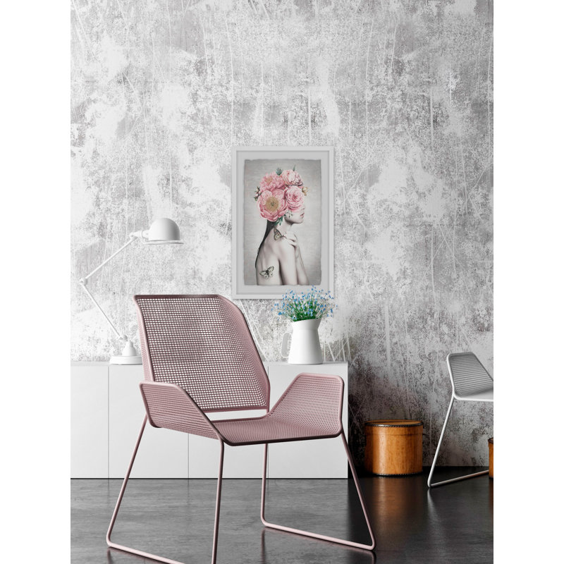 « Pink Flower turban », art graphique sur papier alfroterne, H 30 po x l 20 po x P 1,5 po, Cadre blanc