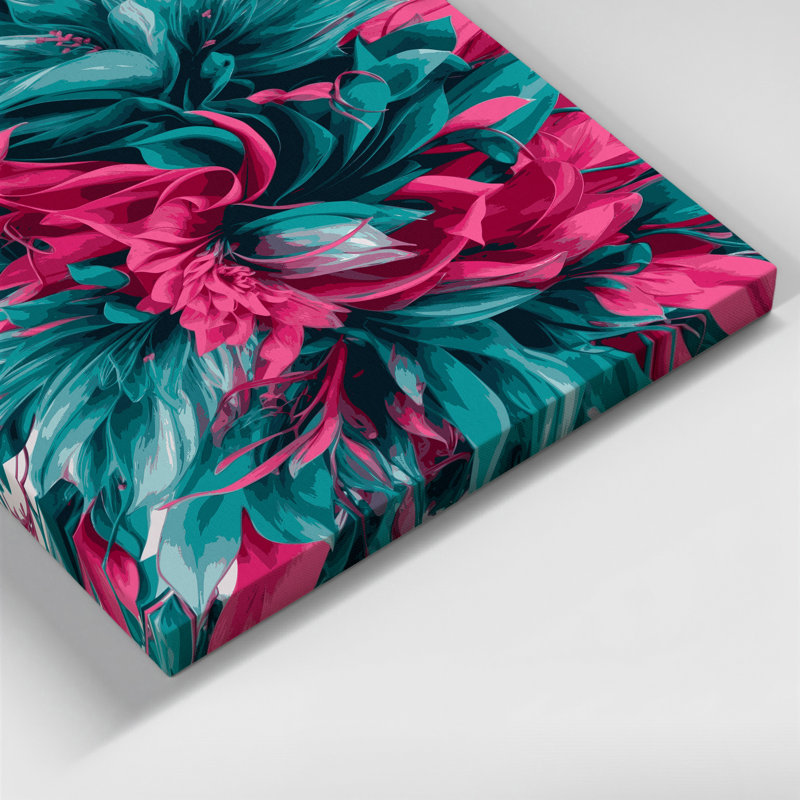 "Abstract Florals 92", art mural sur toile verte, H 14 po x l 11 po