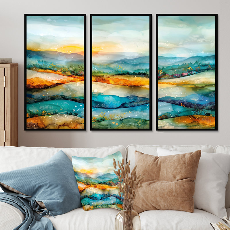 «Whispers In The Wind Abstract Prairies II», Reproduction avec cadre flottant, Black, H 32 po x l 48 po