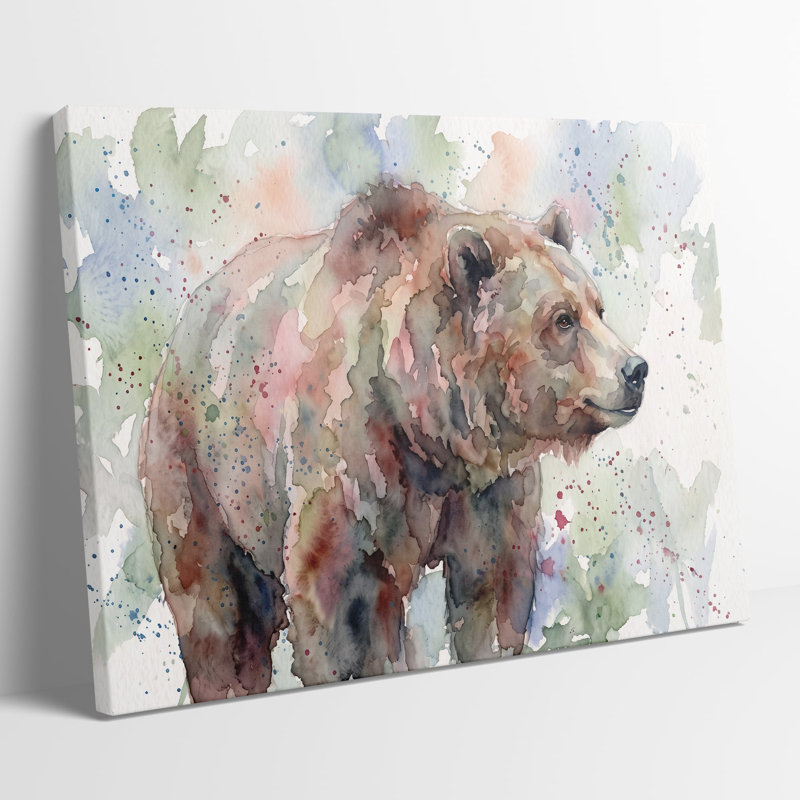 Tableau sur toile représentant un ours, reproduction historique de style pictural pour salon, bureau ou chambre d'étudiant.