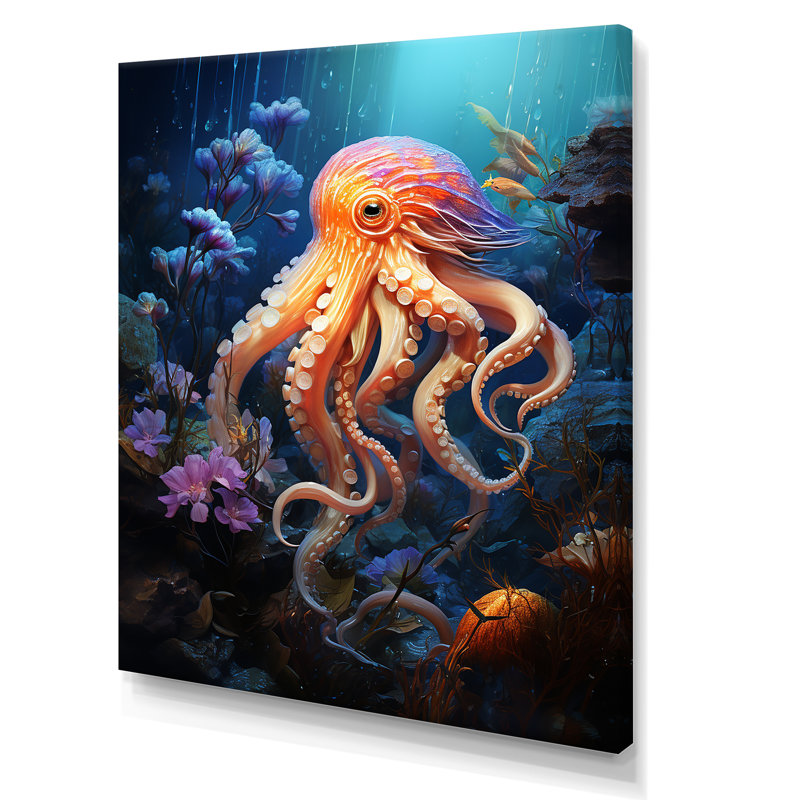 Impression sur toile Popup Octupus, H 32 po x l 16 po x P 1 po, Toile tendue