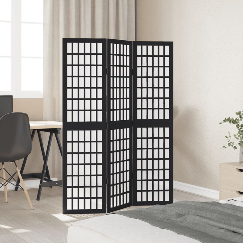 Folding Room Divider, 160cm H x 110cm W x 1.6cm D, Black