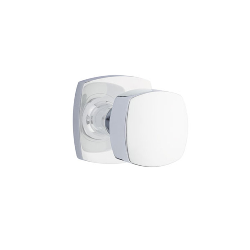 Ensemble de boutons de passage Emtek avec rosette urbaine moderne et bouton Freestone, Chrome poli