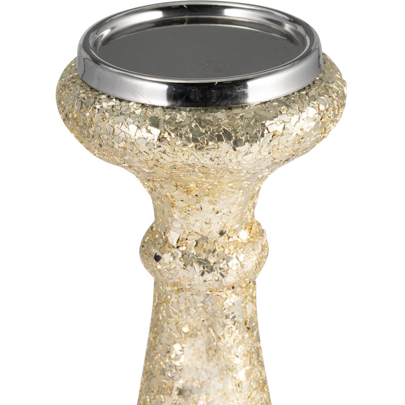 Decorative Ombre Crackled Candle Holder for Mantle Decor - Modern Elegant Tabletop Candle Holder for Any Occasion Accent
