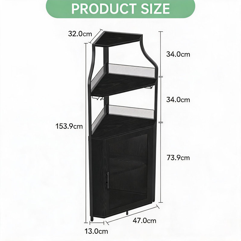 Wine Bottle & Glass Rack Black