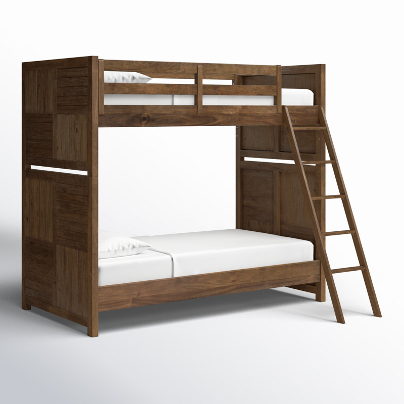 Lit superposé simple en bois massif Halley, Brun