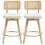 Tabouret de comptoir de 26,2 po avec dossier en rotin et structure en bois massif Uniondale-260546056