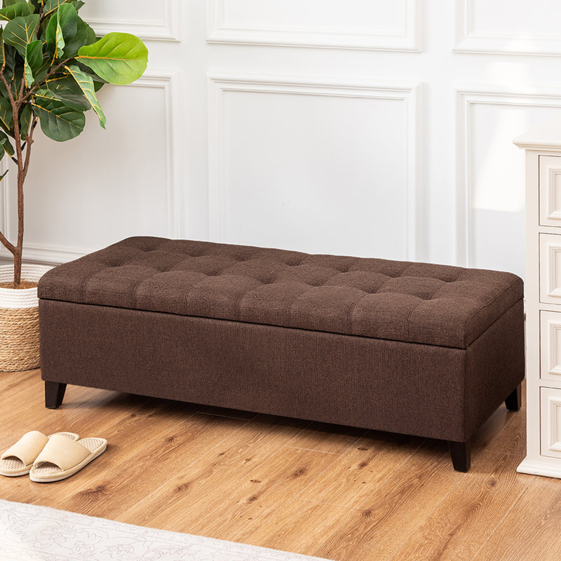 Banc repose-pieds de rangement rectangulaire de 51 pouces pour chambre à coucher, Teal