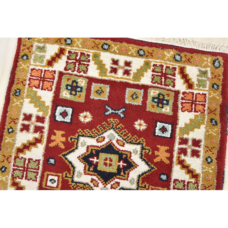 Tapis rouge Tribal Indo Kazak 2 pi 9 po x 7 pi 8 po