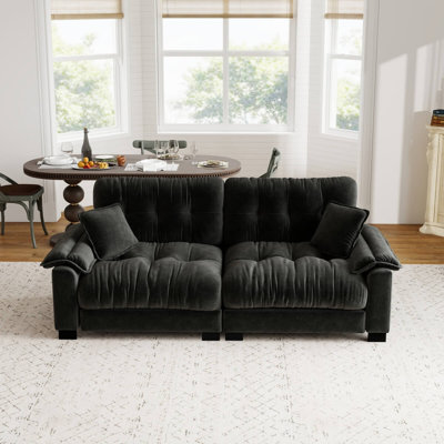 Canapé moderne plissé en chenille à 3 places 94 po Modern