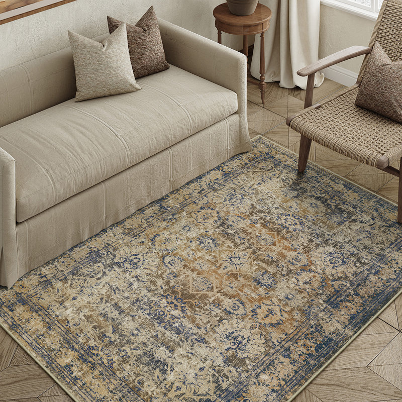 Tapis brun / bleu Velusha, Rectangle 6 pi x 9 pi