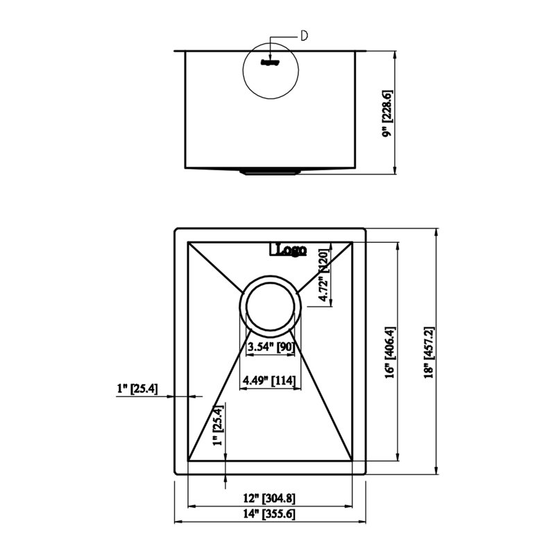 14'' L Undermount Single Bowl Stainless Steel Kitchen Sink