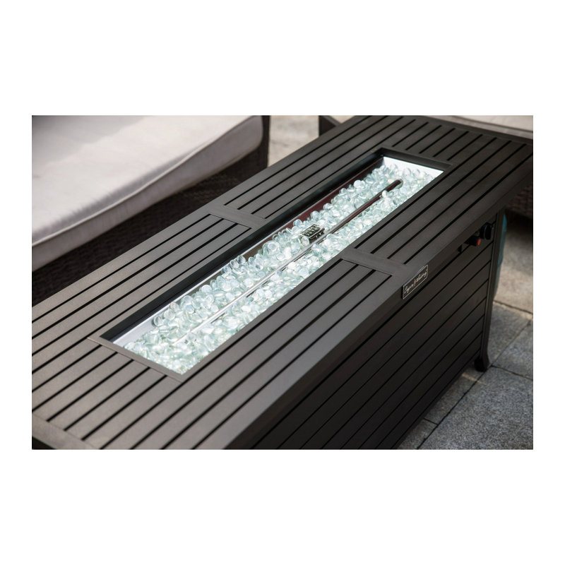 Conesville Rectangle Stainless Steel Propane Smokeless Fire Pit Table with Lid, Dark Brown