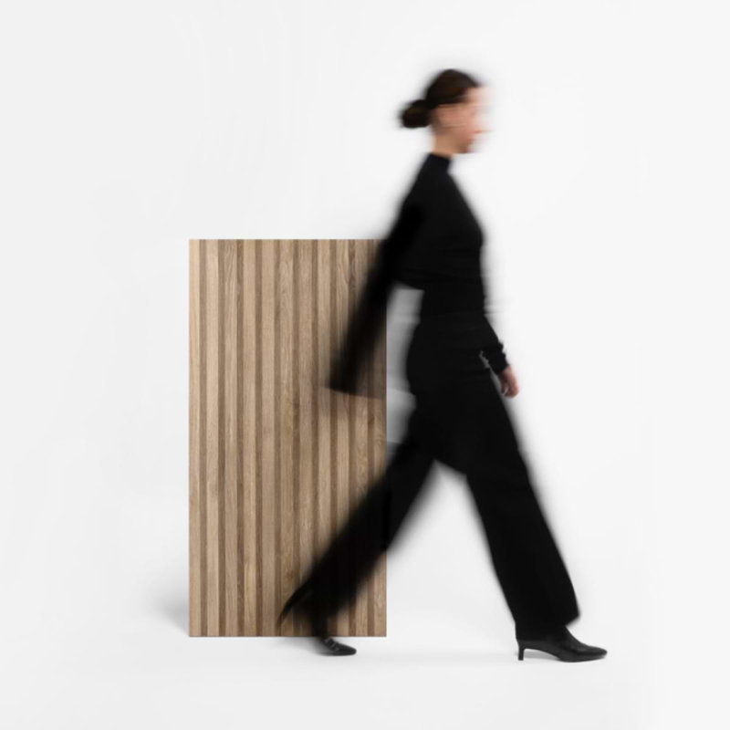 Nobu 24x48 Wood Look Matte Fluted Porcelain Tile, Tan
