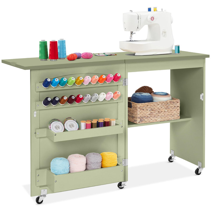Table de couture pliante multifonctionnelle et table d'appoint, Vert clair