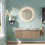 Meuble-lavabo moderne avec rangement, meuble-lavabo en contreplaqué et lavabo en céramique, plateau en pierre gris clair