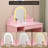 Kids Vanity Table with Mirror and Lights, Wooden Makeup Vanity Desk with Stool, Drawer, Shelves & Cubbies, Princess Dressing Table-926586089