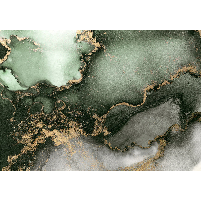 Surface Background Wallpaper Wall Mural - Green Gold Watercolor Inspiration, 177" W x 124" L