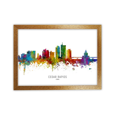 Cedar Rapids Iowa Skyline by Michael Tompsett - Print