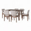 Ensemble de salle à manger 7 pièces - Table rectangulaire en bois massif et chaises rembourrées en lin avec tissu beige pour la cuisine / salle à manger-1215342471