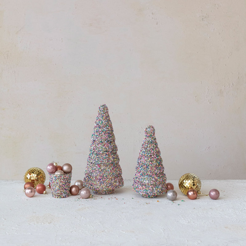 Glass Tree Decor With Sequins