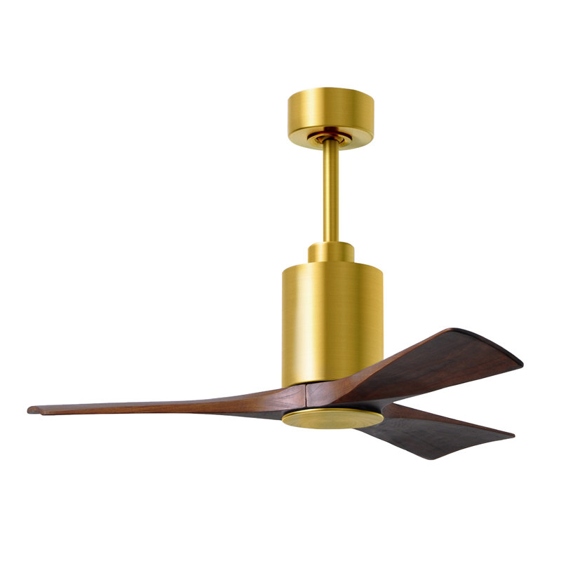 Patricia LED Downrod Ceiling Fan, Brushed Brass, Walnut Tone, 42"