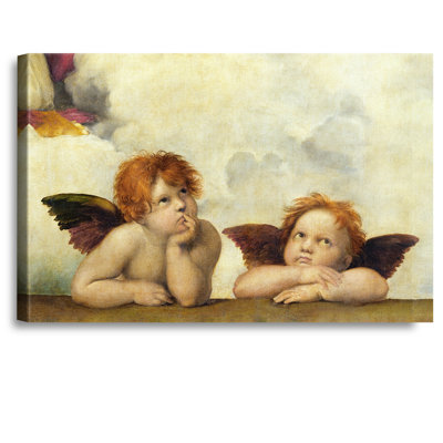 Deux anges chérubins (détail de la Madone Sixtine) par Raphael, reproductions d'art classique du monde, estampe numérique sur toile, art mural pour la décoration intérieure