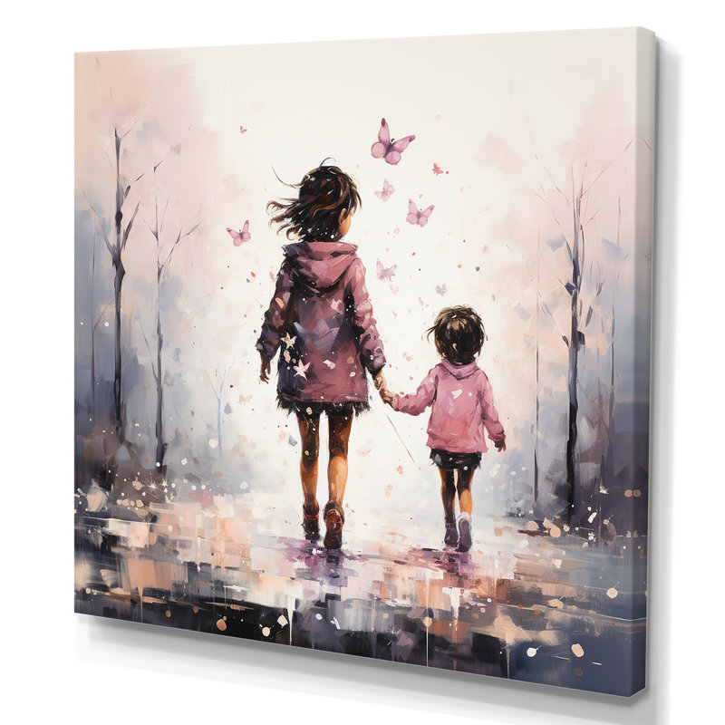 Fantaisie, enfants marchant dans le pays des merveilles - Art mural fantastique, Toile tendue, H 36 po x l 36 po x P 1,5 po