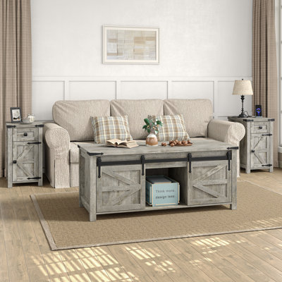 Jaquavion Farmhouse Living Room Set,coffee Table&end Table